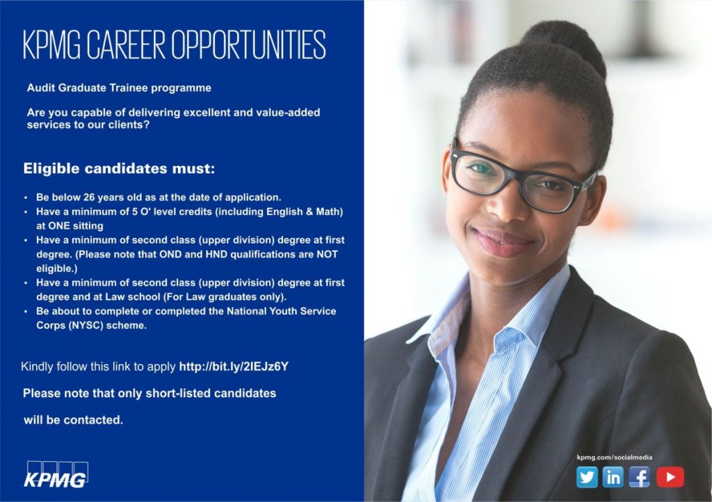 KPMG Graduate Trainee Programme 2024 2025 For Young Nigerians