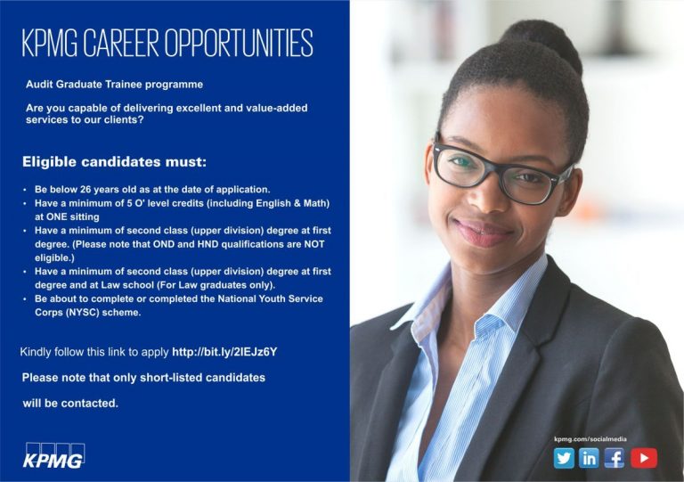 KPMG Graduate Trainee Programme 2024/2025 for Young Nigerians